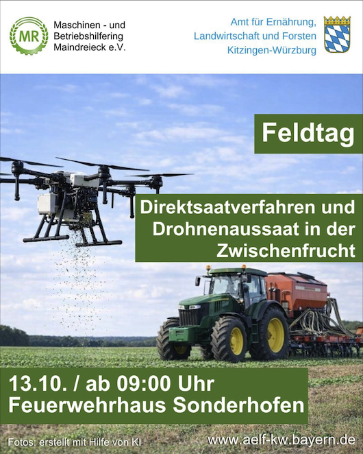 Feldtag Direktsaatverfahren und Drohnenaussaat der Zwischenfrucht